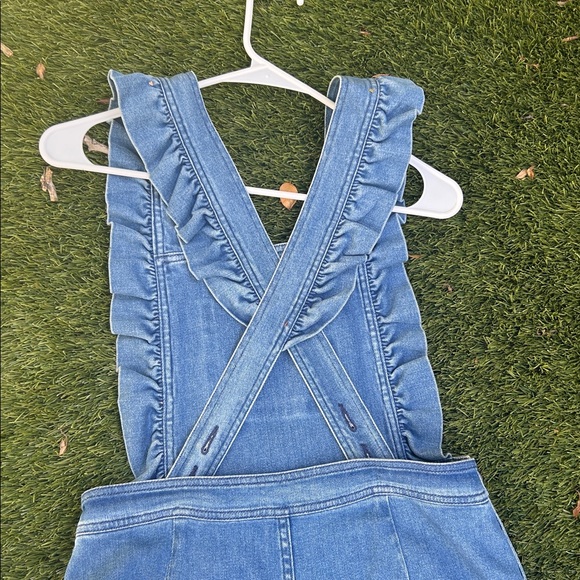 Denim Ruffle Overalls - Picture 3 of 7